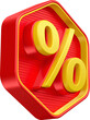 Coin percent in 3d render red and yellow
