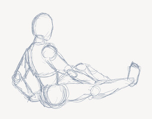 Wall Mural - Man in relax pose sketch draw