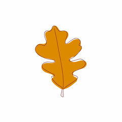 Wall Mural - Vector autumn leaf continuous line drawing. Autumn leaf one line style icon vector illustration design