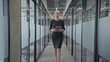 © Synthex - Beautiful business lady walking in office building, successful career development
