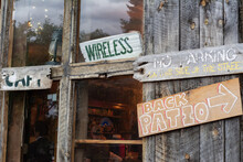 Old Wooden Signage On A Colorado, Mountain Town General Store