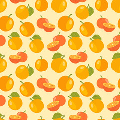 Wall Mural - Orange colorful seamless pattern. Vector orange pattern. Citrus fruit background.