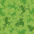 Seamless pattern with animal frogs. Abstract contemporary print with aquatic amphibians. Vector graphics.