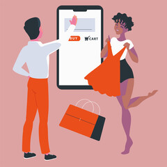 Poster - people ordering online shopping