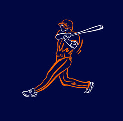 Wall Mural - vector illustration of the baseball player with bat