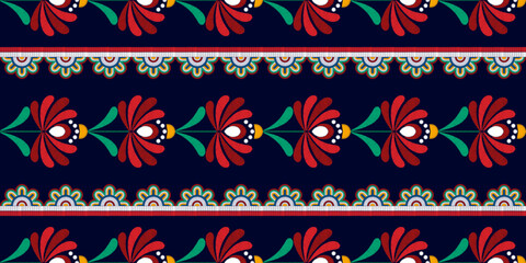 Ikat motif ethnic textile seamless pattern design. Aztec fabric carpet mandala ornaments textile decorations wallpaper. Tribal boho native ethnic flower floral traditional embroidery vector background