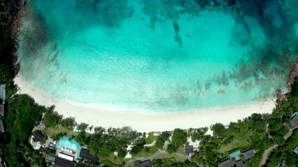 Wall Mural - 4k dream beach drone footage of Mahè Island in Seychelles  