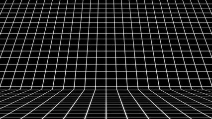 Wall Mural - Black and white grid animation loop