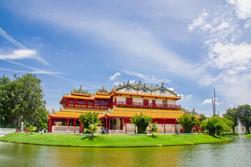 Wall Mural - The Phra Thinang Wehart Chamrun or the Royal Residence of Heavenly Light. It is n Bang Pa-In Palace Ayutthaya Thailand is a Chinese-style two-storeyed mansion built in 1889.