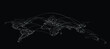 © cofficevit - World map and its parts connected together with dots and lines on a black background. Concept of connection and communication technology on earth.