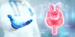© Aliaksandr Marko - Thyroid gland, Doctor looks at a hologram or ultrasound of the patient's thyroid gland. Ultrasound diagnostics, thyroid diseases, medical indicators.