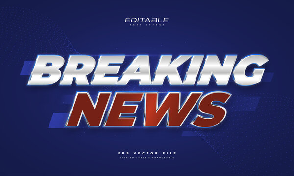 Cool Breaking News Text Effect. Editable News Text Style in White and Red