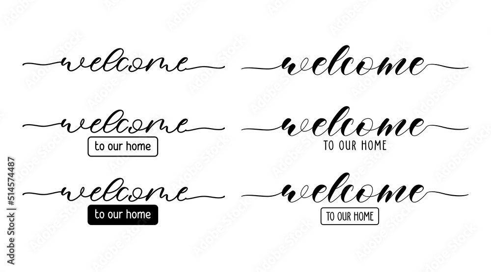 Welcome Calligraphy Script Welcome text in calligraphy letters Stock Vector | Adobe Stock