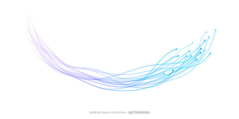 abstract wavy dynamic lines circle round curve shape blue purple gradient isolated on white backgrou