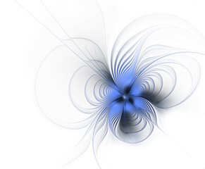 Wall Mural - Abstract fractal blue flower on white background