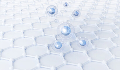 Wall Mural - cosmetic serum oil drop on skin cell, skin repair, moisturizer, collagen serum, advertising backgrou