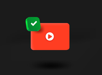 Aufkleber - Video file window with checkmark icon. 3d vector illustration