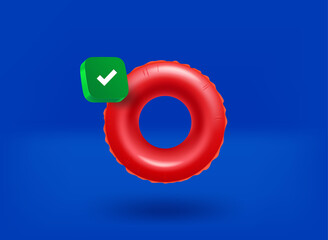 Aufkleber - Red floater with checkmark icon. 3d vector illustration