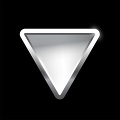 Wall Mural - silver triangle button with frame vector illustration. 3d steel glossy elegant design for empty embl