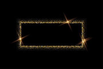Wall Mural - rectangle gold frame from glitters with bright glow light effect vector illustration. abstract golde