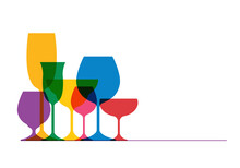 Colorful Wine Glass Vector Illustration