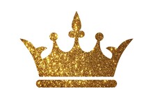 Queen King Crown Golden Gold Yellow Glitter Shiny Stencil Design Isolated On White.Tiara Diadem Silhouette.Princess.Prince. Cricut Plotter Laser Cutting.Logo.Tattoo.Decor.Card Sticker Decal.DIY