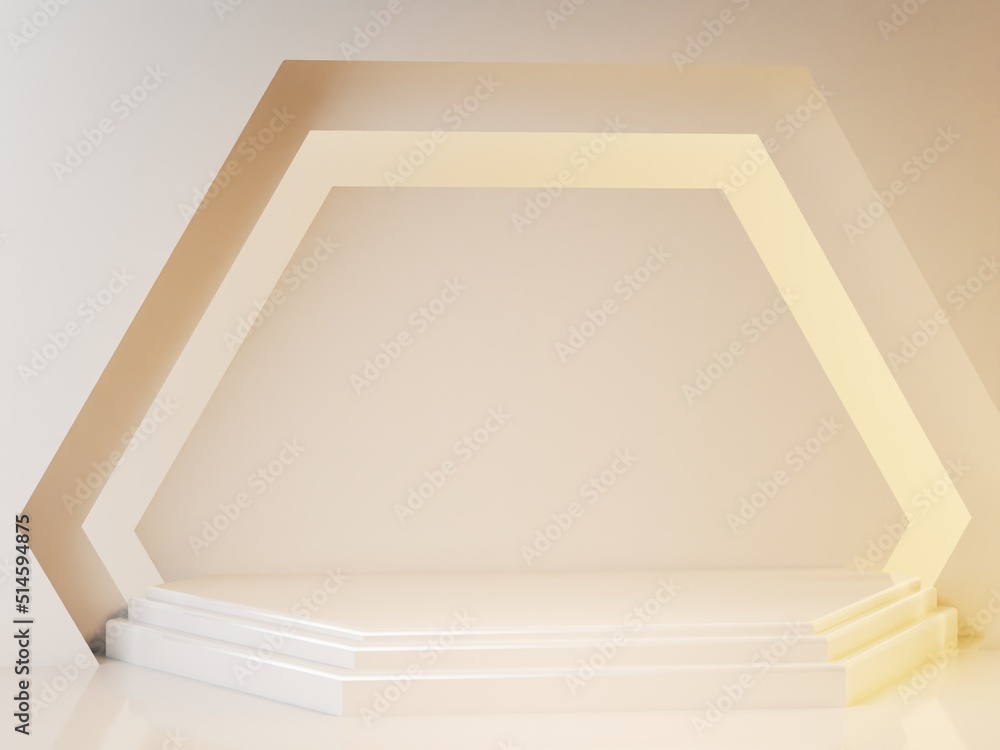 3D rendering geometry podium with abstract geometric shape pastel ...