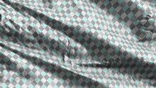 Gray Sky Blue White Small Diagonal French Checkered Pattern Textile Fabric Slow Waving On The Wind Background. Little Inclined Colorful Fabric Check. Full Filling Slow Motion Seamless Loop.