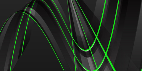 Wall Mural - Abstract black background with green lines