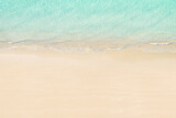 Top view of tropical Seychelles sand beach. Blue, turquoise transparent water surface of ocean, sea, lagoon. Horizontal background. Aerial, drone view