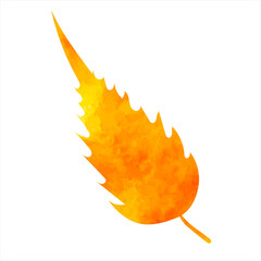 Sticker - leaf watercolor orange silhouette on white background