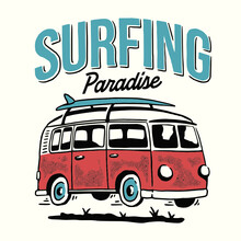 Surfing Van Illustration