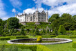 view of Dunrobin Castle and Gardens in the Scottish Highlands