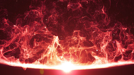 Wall Mural - red dust particles with light burst elegant abstract background.