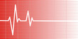 Tło bicie serca . linia pulsu. Ilustracja wektorowa na czerwonym  tle. Bicie serca, EKG. Zdrowie i medycyna.	