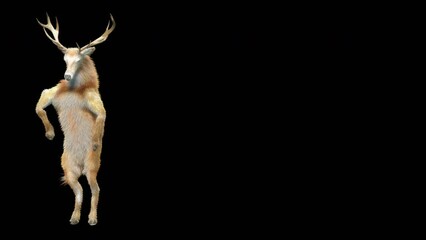 Wall Mural - deer dancing cg fur 3d rendering animal realistic cgi vfx animation loop composition 3d mapping cart