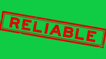 Wall Mural - Grunge red reliable word square rubber seal stamp zoom on green background