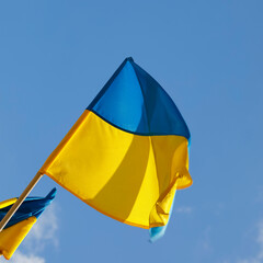 Wall Mural - The blue-yellow flag of Ukraine against the sky