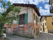 Exterior Of Old Building In Historical Town Poschiavo In Canton Graubunden, Switzerland.