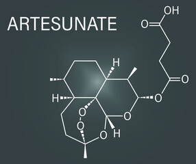 Canvas Print - Skeletal formula of Artesunate malaria drug molecule.