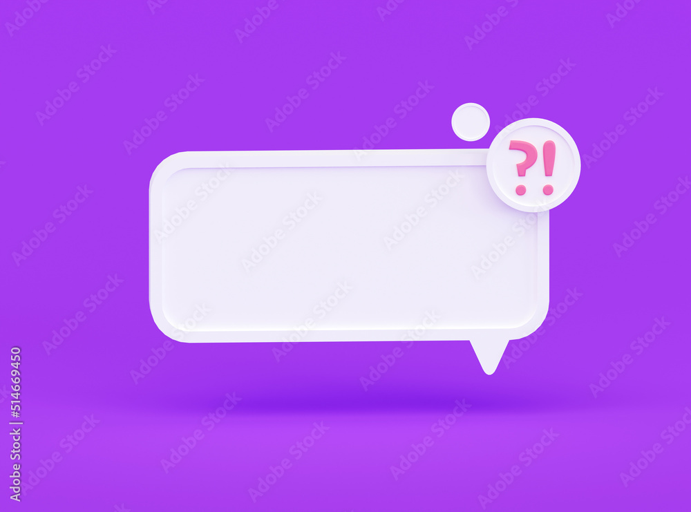 3d speech bubble icon with question and exclamation mark. 3d rendering