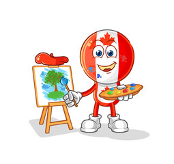 Canvas Print - canada flag head artist mascot. cartoon vector