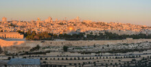 Panorama. Dawn on the Temple Mount in Jerusalem.