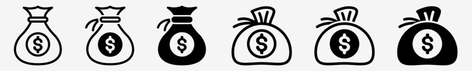 Wall Mural - money bag icon dollar money bag set | money bags icon sack cash vector illustration logo | money bag