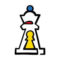 Sticker - Chess queen and pawn. Abstract chess illustration. 