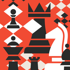 Sticker - Chess abstract artistic illustration