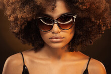 Beauty Portrait Of Beautiful African Female Model Wearing Sunglasses