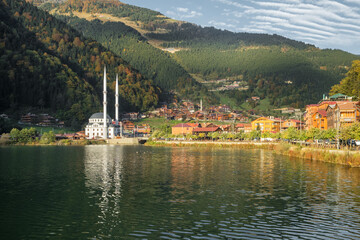 Wall Mural - Autumn view of the Uzungol resort town in Trabzon province, Eastern Turkey