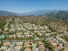 Glendale, California, USA – June 30, 2022: Aerial Drone View Of Glendale City, CA Around Rancho San Rafael With Camino San Rafael Street
