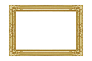 Wall Mural - The antique gold frame isolated on white background with clipping path include for design usage purpose.